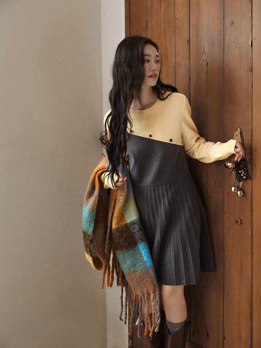 Two-Tone Knit Dress