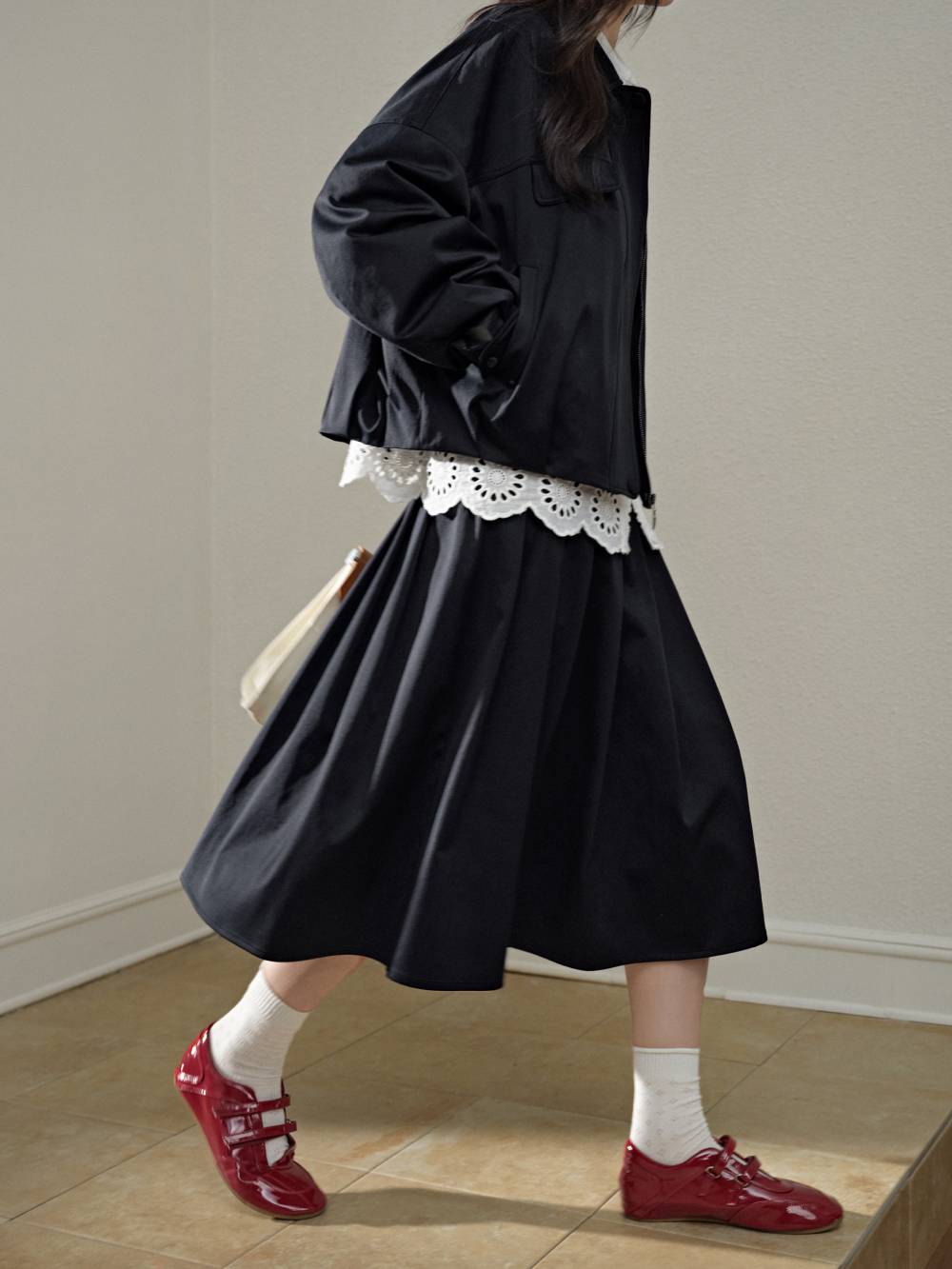 Belted Jacket and Pleated Skirt