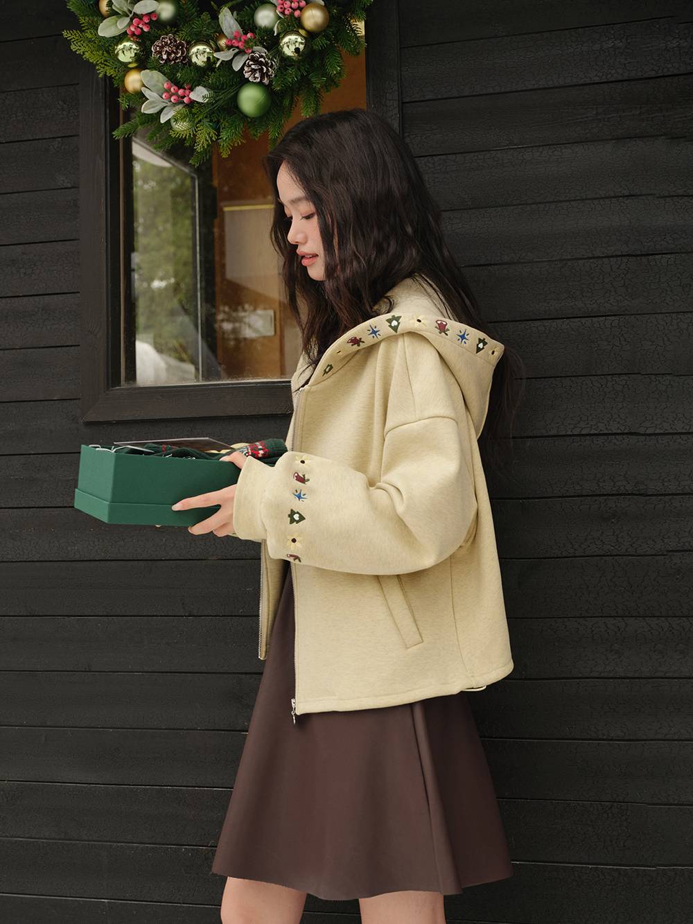 Embroidered Zip Up Hoodie