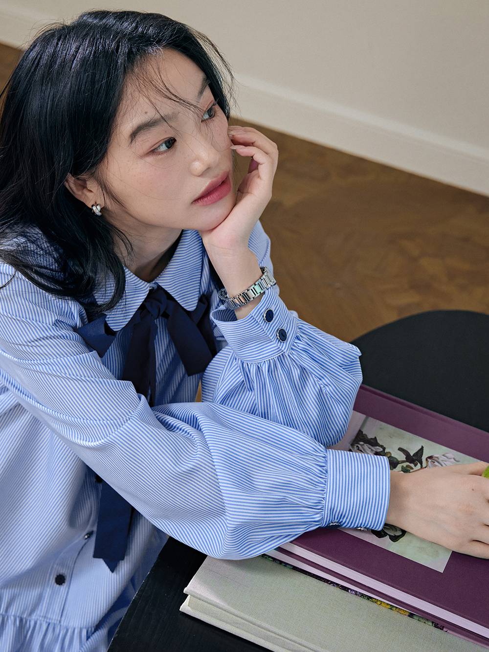 Ribbon Tie Shirt Dress