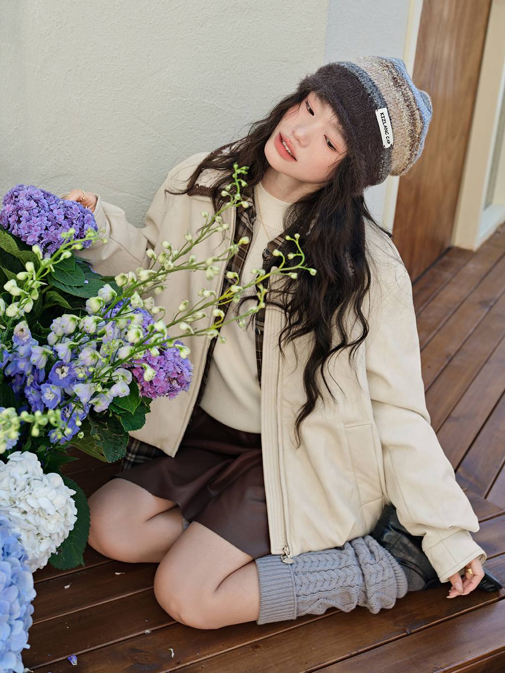 Knit Collar Zip-Up Jacket