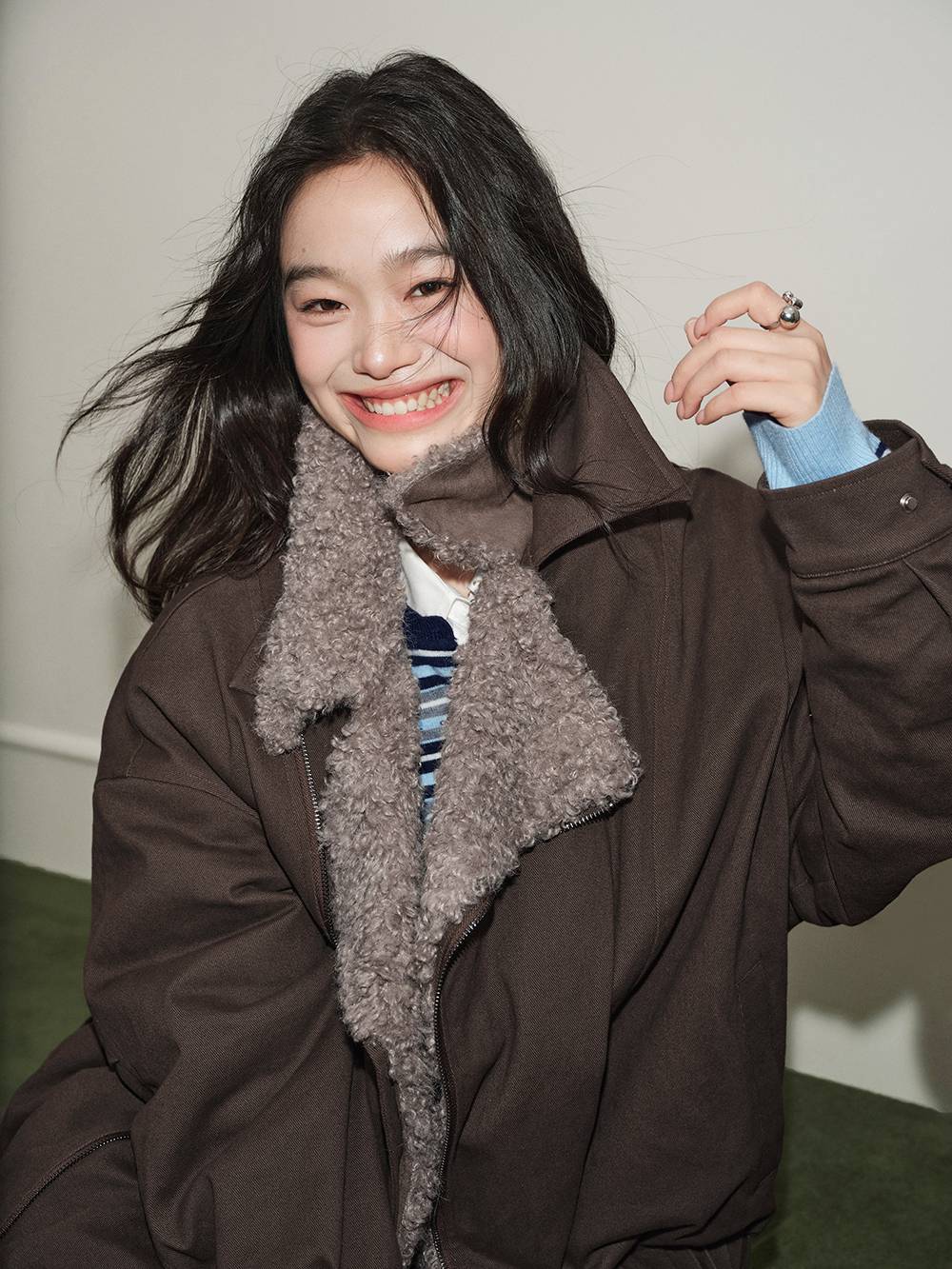 Faux Shearling Collar Jacket