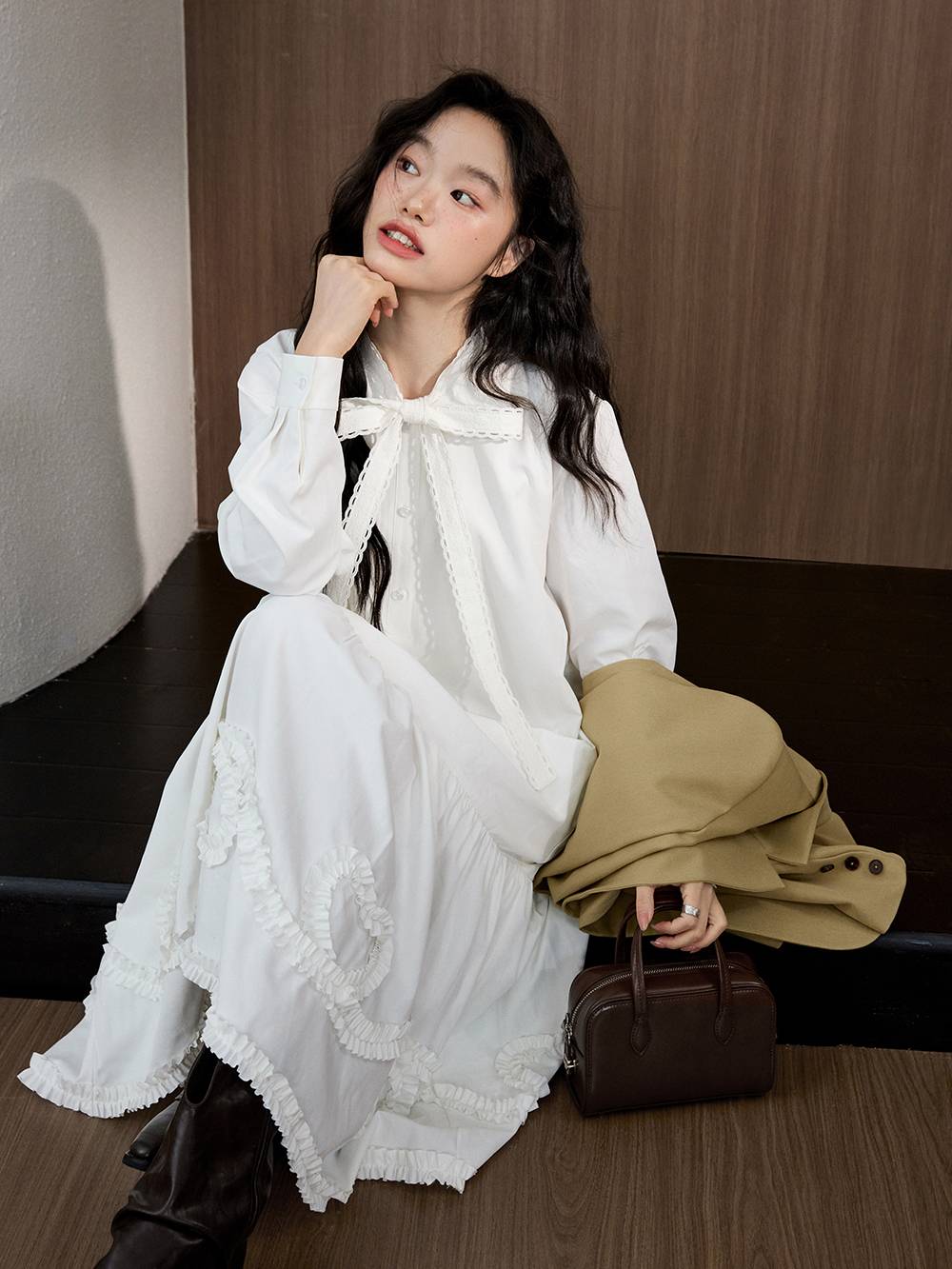 Ribbon Tie Neck Dress