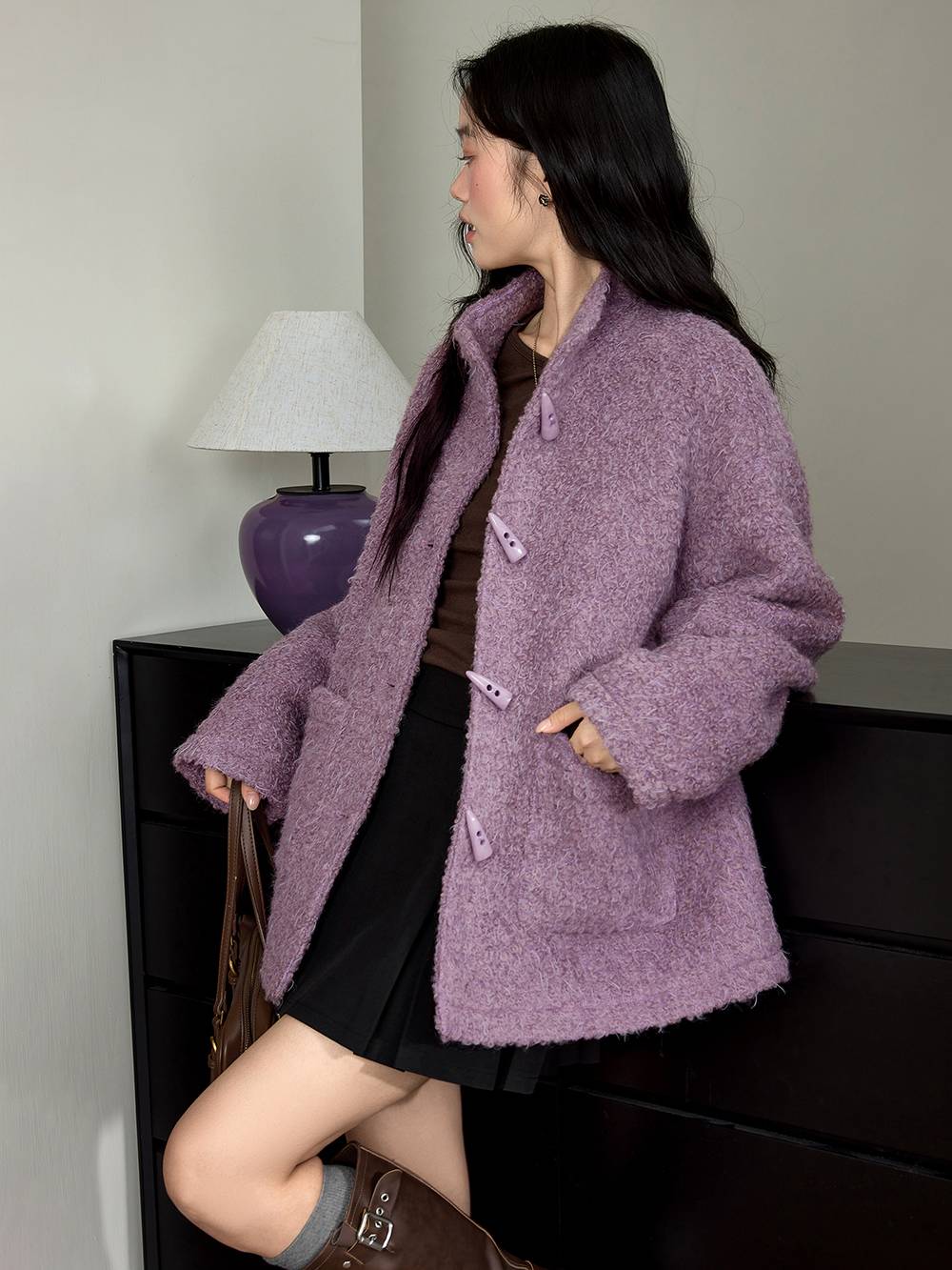 Purple Wool-Blend Jacket