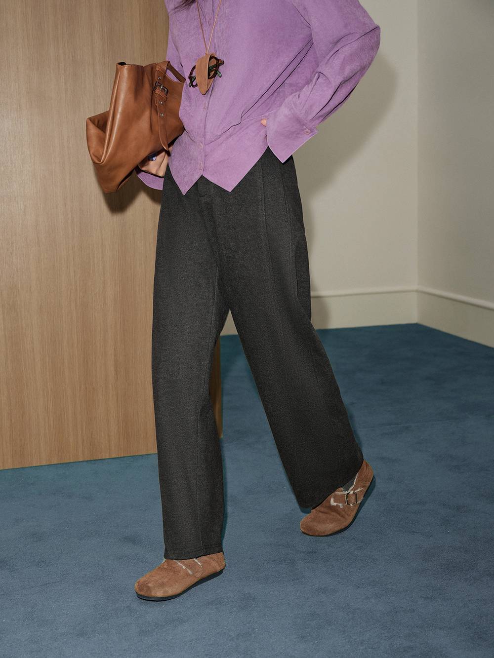 High-Waisted Brushed Pants