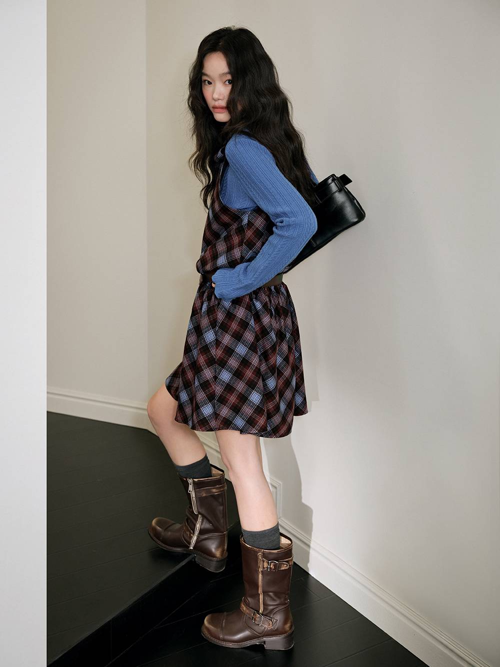 Plaid Belted Dress