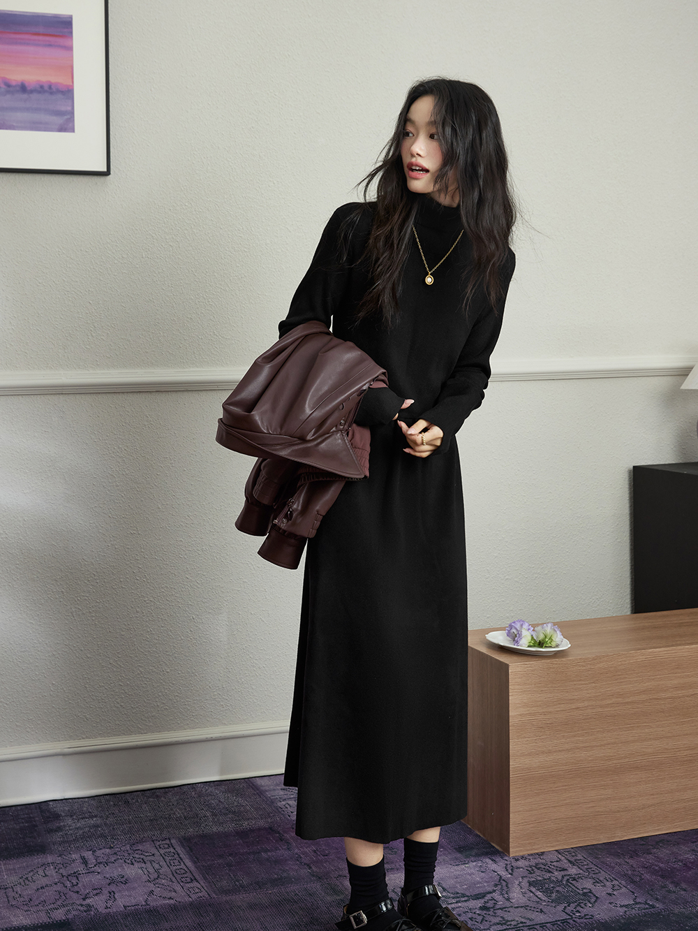 Turtleneck Knit Dress