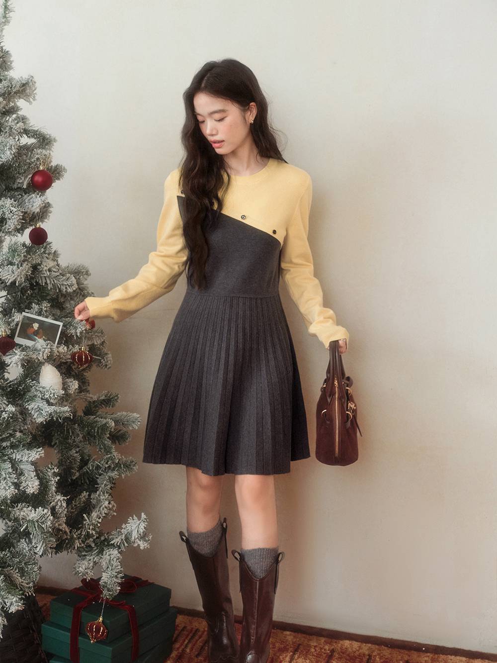 Two-Tone Knit Dress