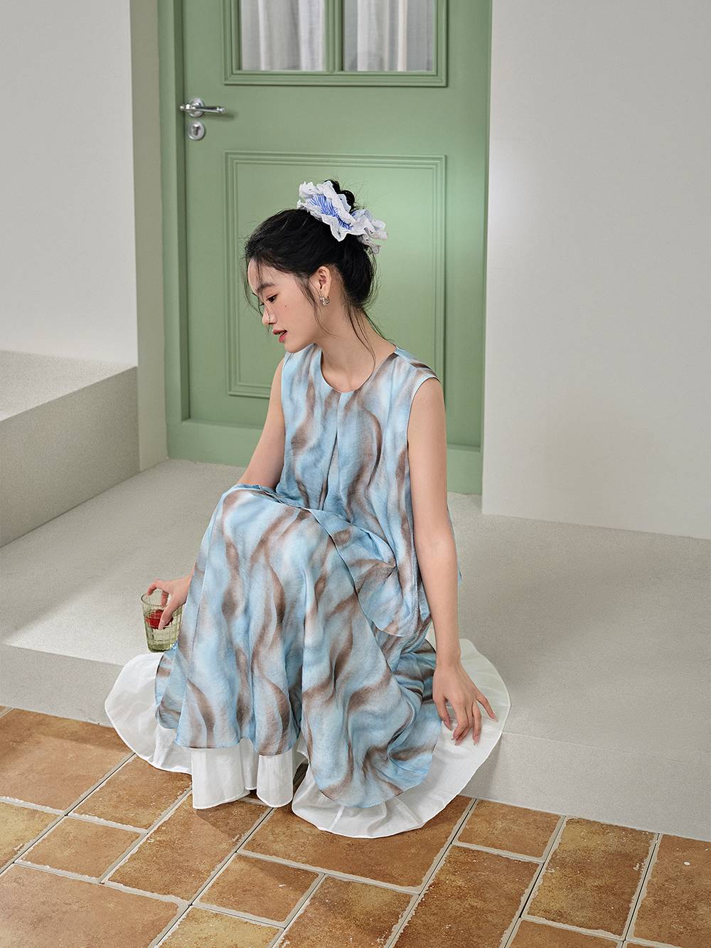 Blurred Stripe Layered Dress