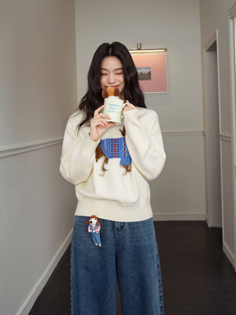 Fluffy Dog Embroidered Sweater