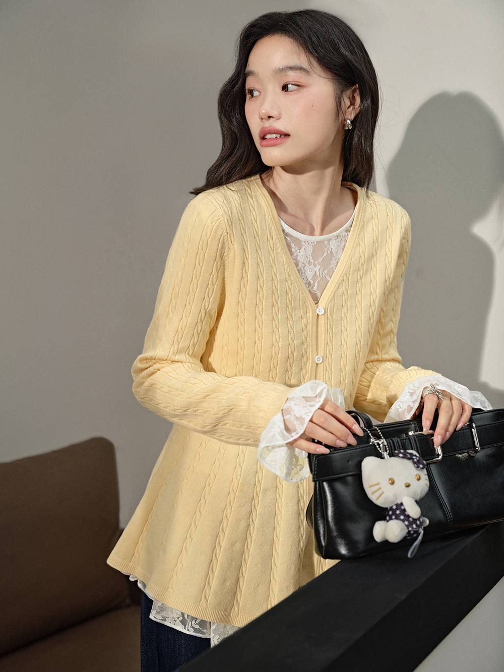 Knit Top and Lace Undershirt