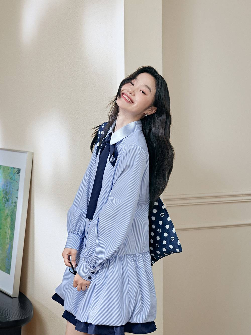 Ribbon Tie Shirt Dress