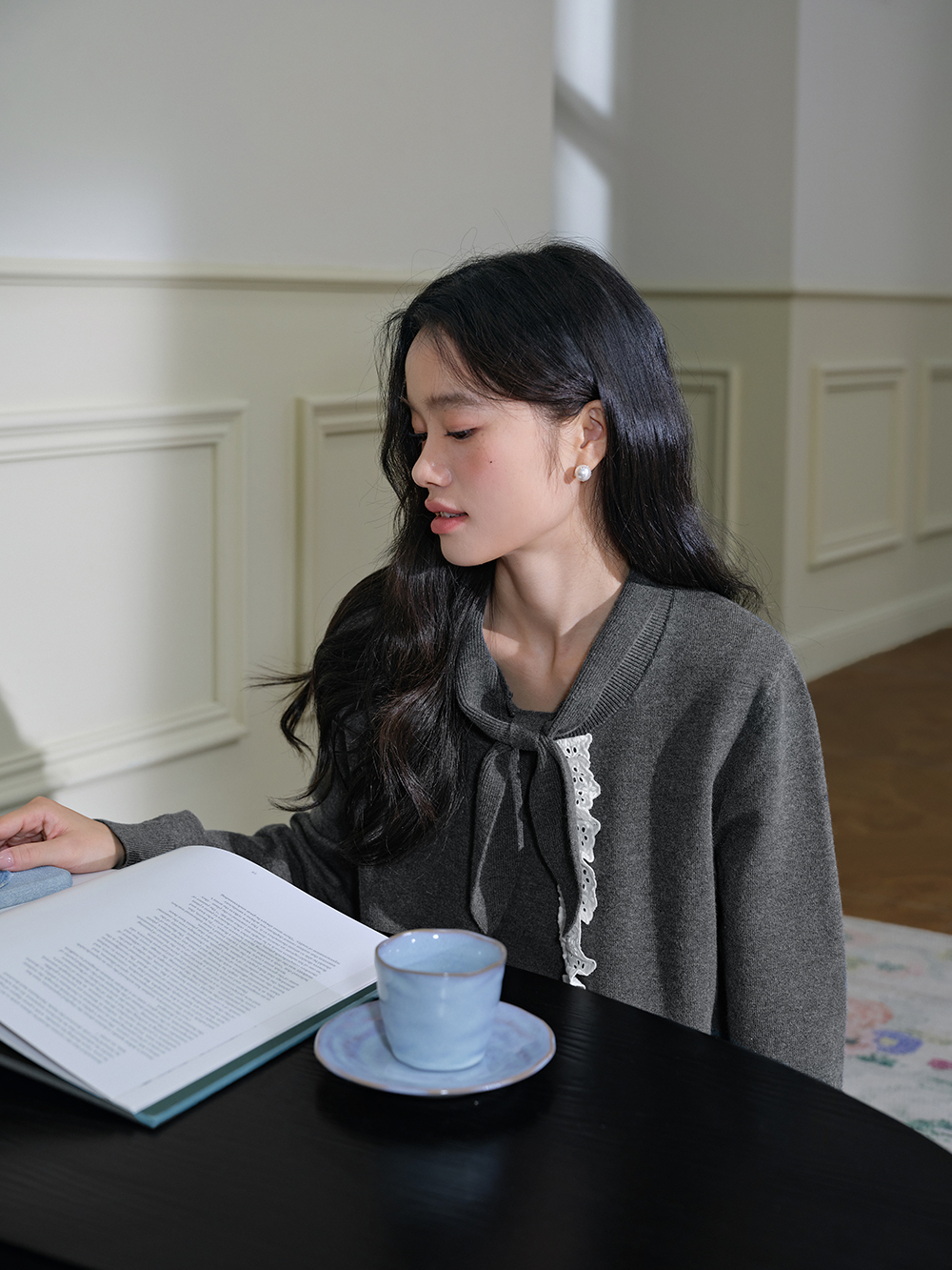 Grey Cardigan and Dress