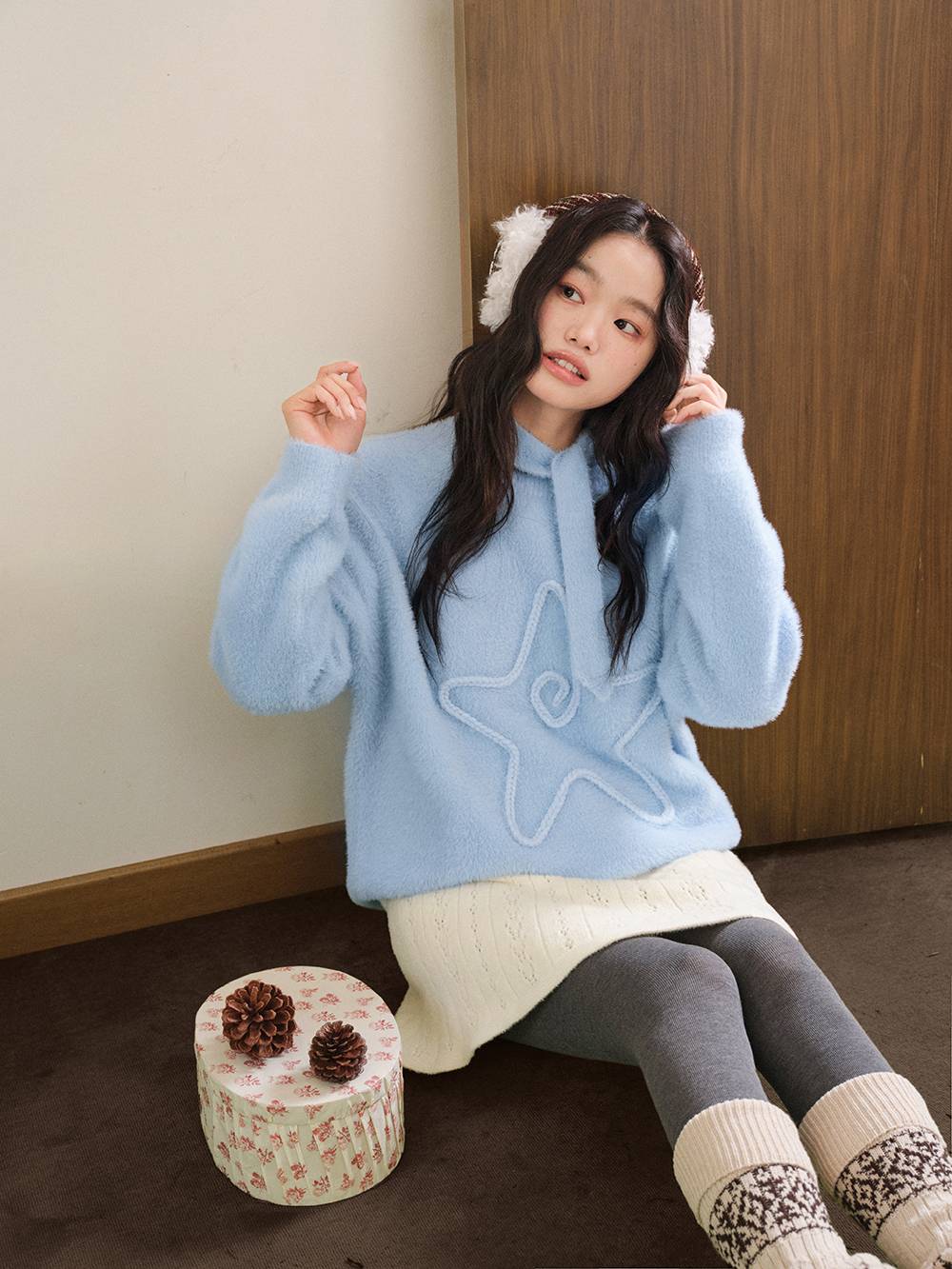 Neck Tie 3D Embroidered Sweater