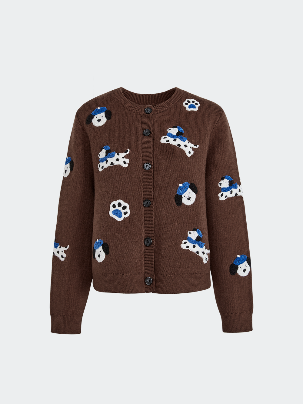 Puppy Embroidered Cardigan Sweater