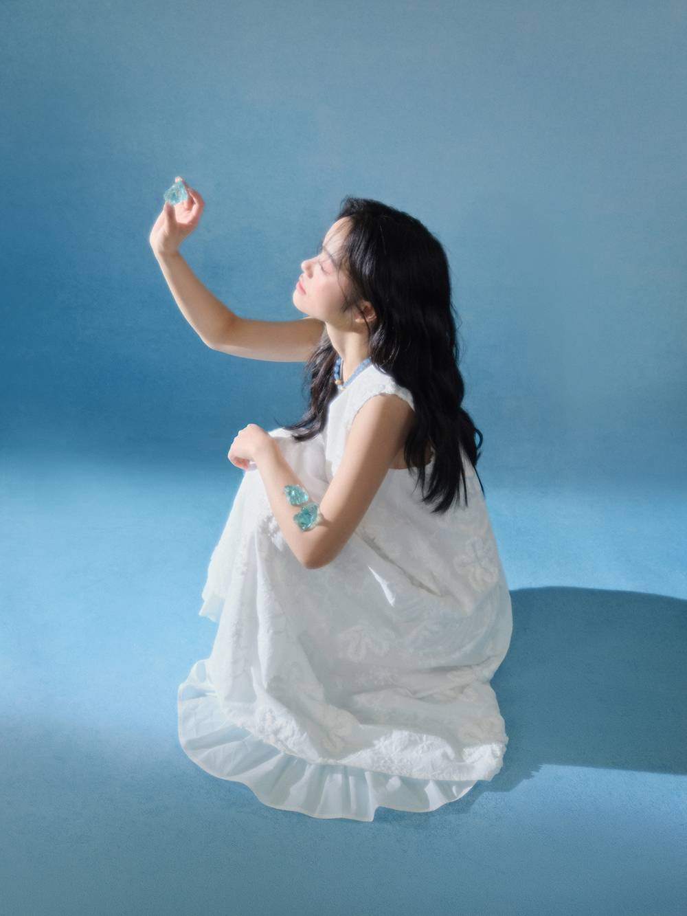 V-neck Textured Floral Dress