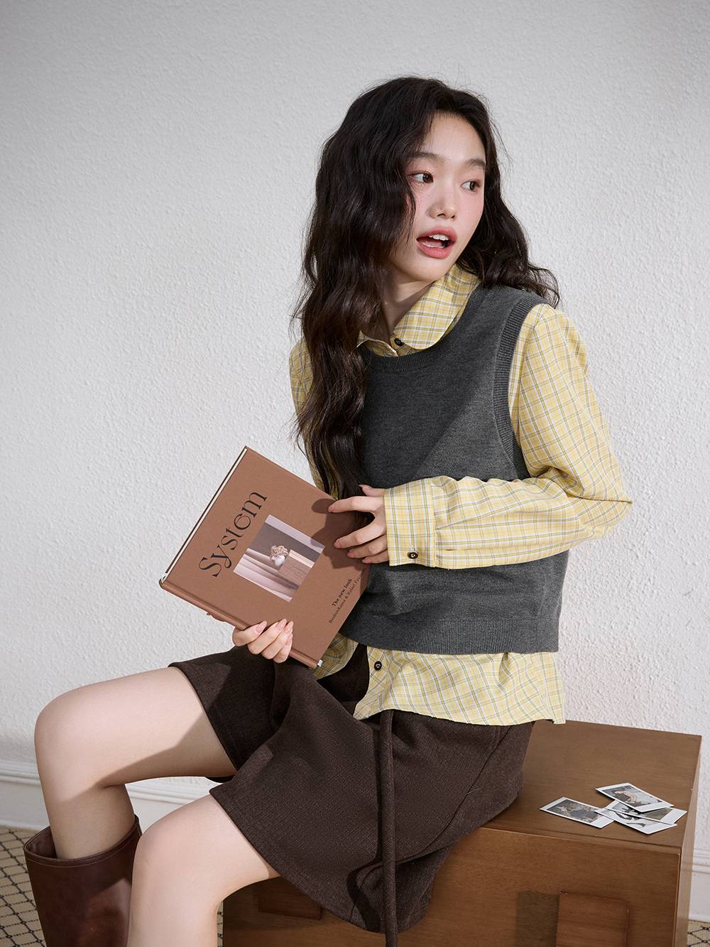 Plaid Bow Tie Blouse