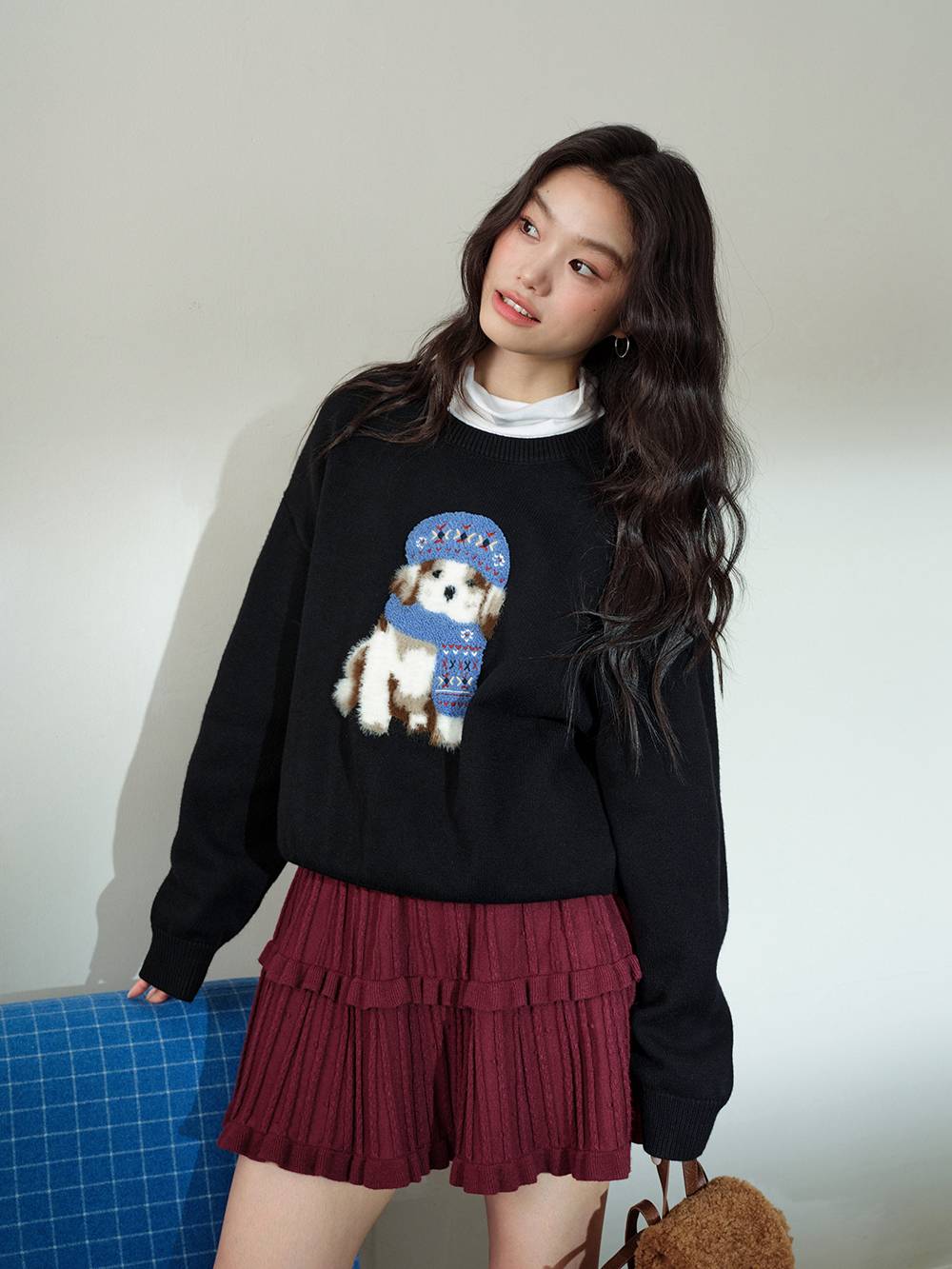 Fluffy Dog Embroidered Sweater