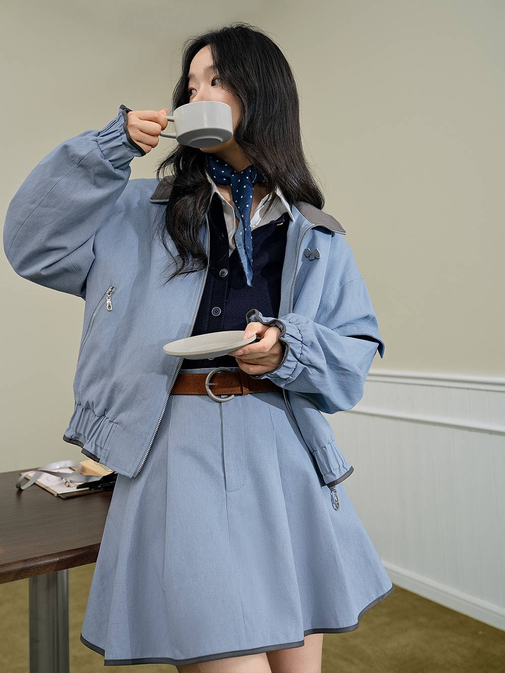 Zip-Up Jacket and Skirt