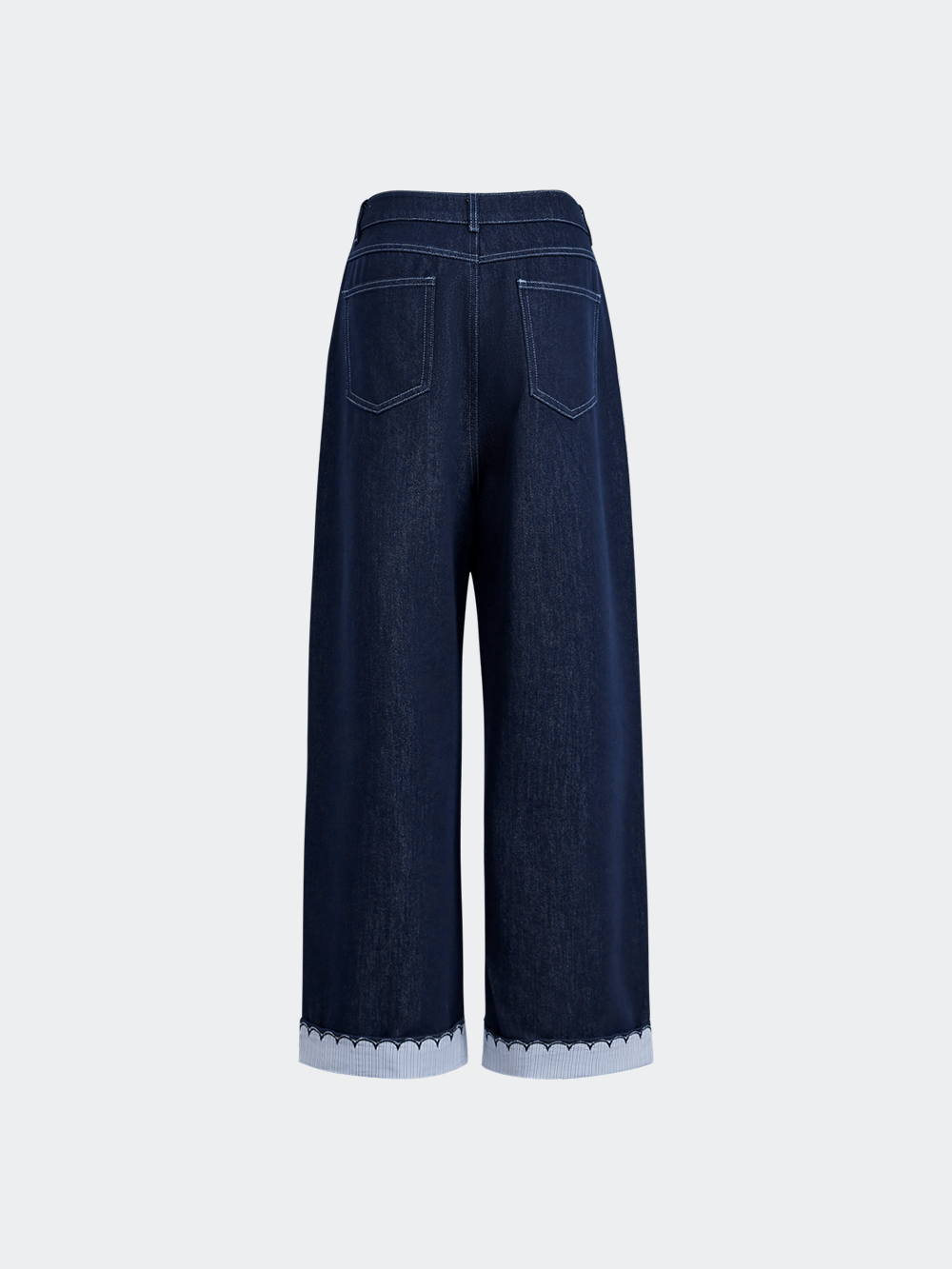 Folded Scallop Hem Jeans