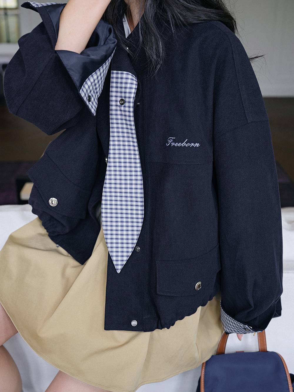 Plaid Spliced Jacket