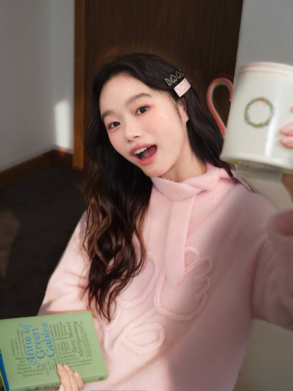 Neck Tie 3D Embroidered Sweater