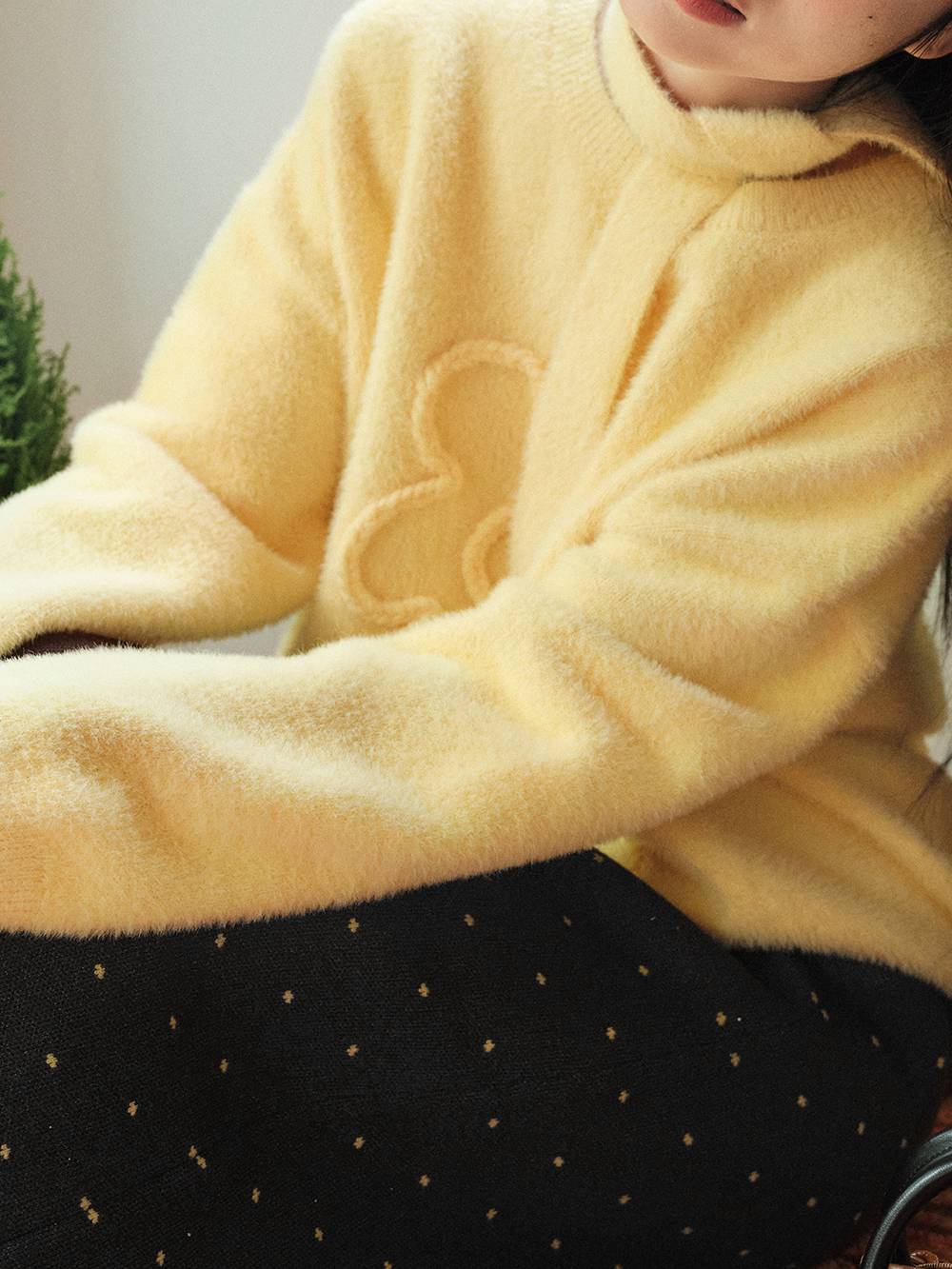 Neck Tie 3D Embroidered Sweater