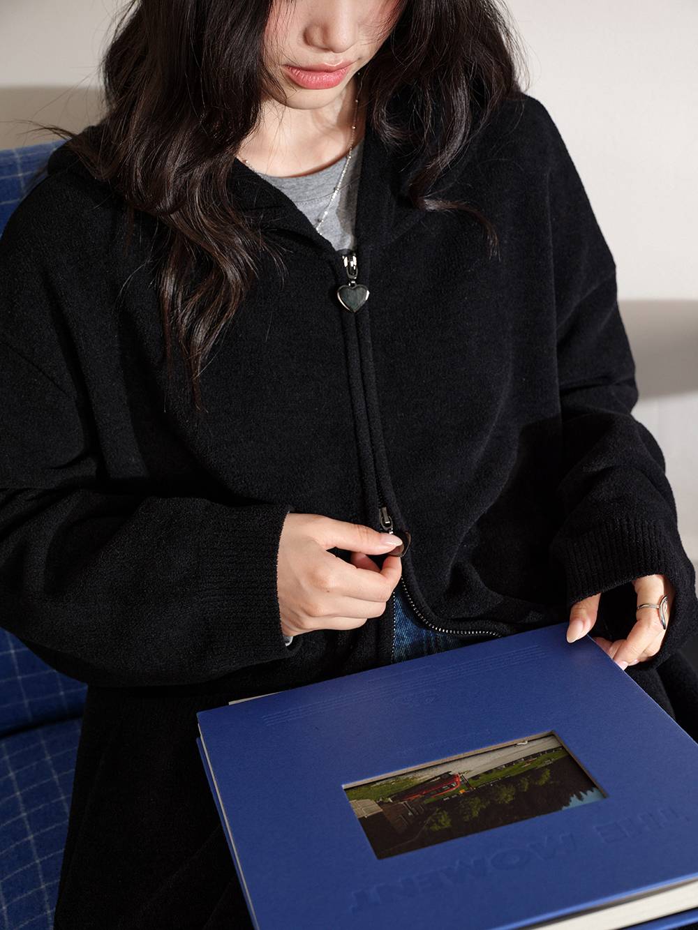 Zipped Hooded Cardigan