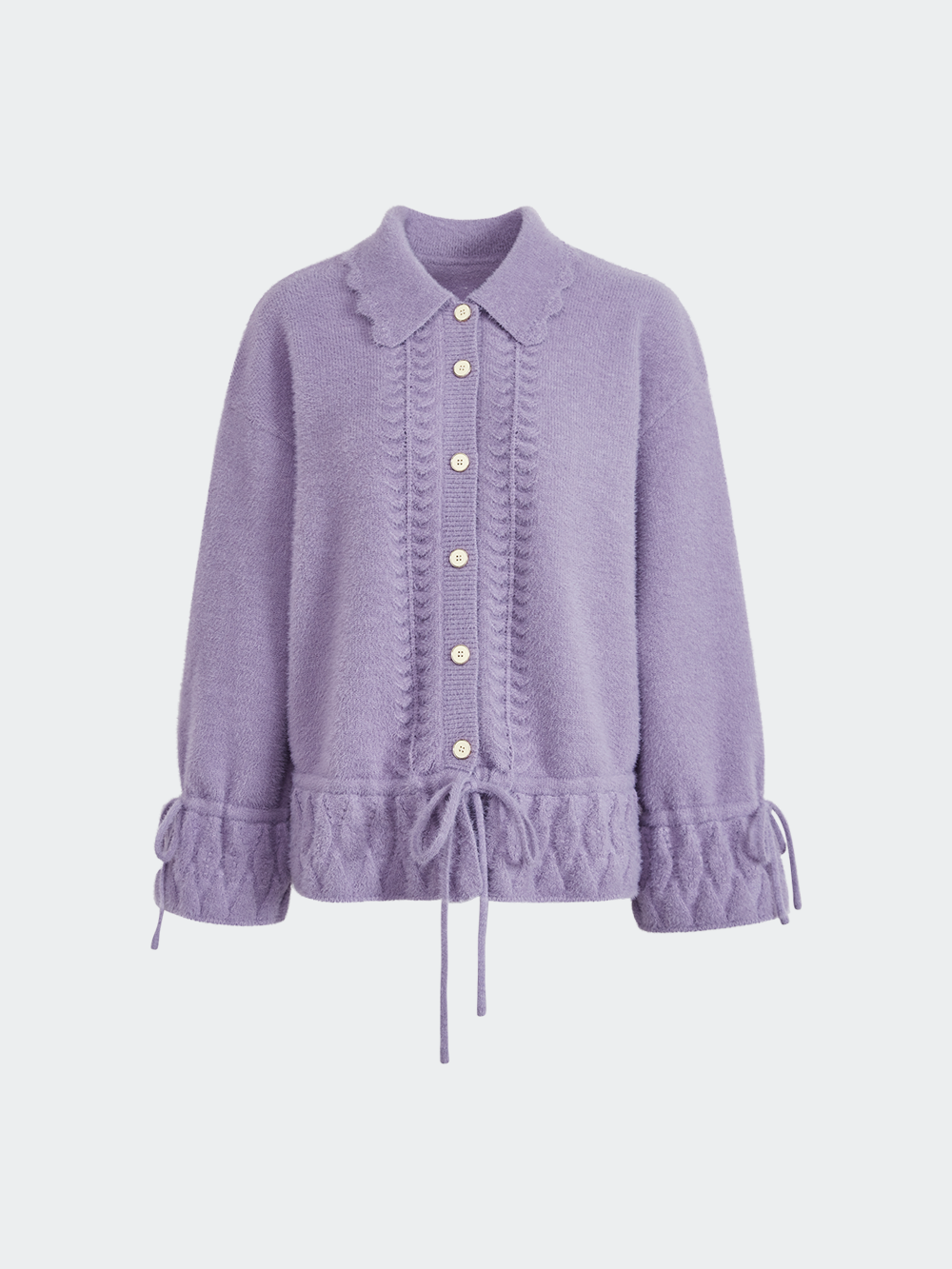 Ruffle Trim Button-Front Cardigan