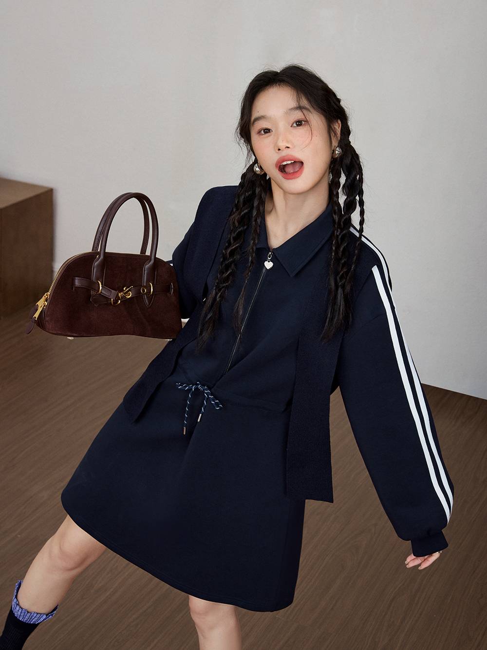 Layered Look Sweatshirt Dress