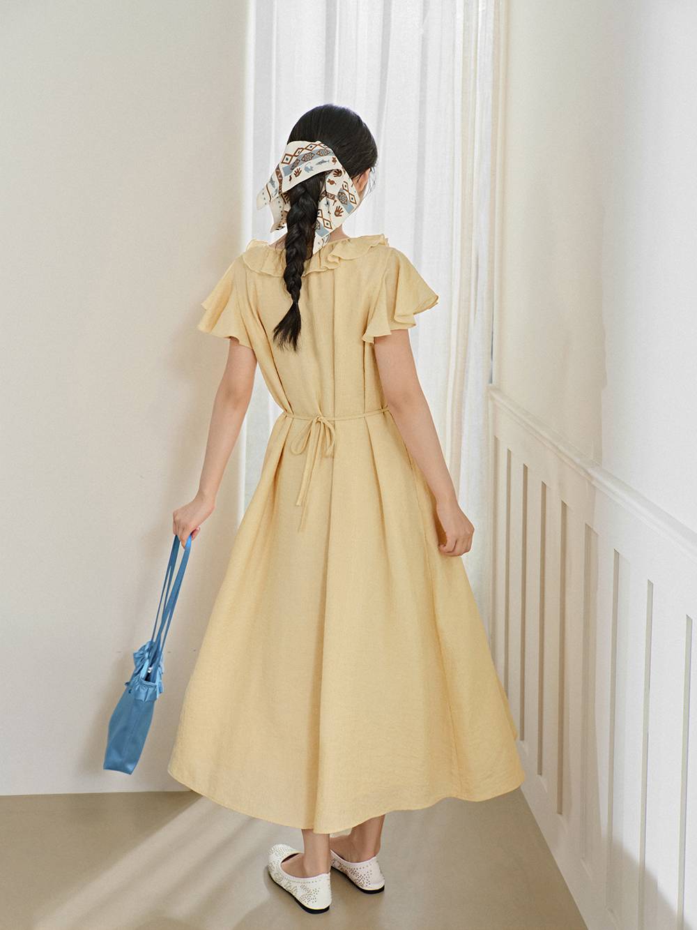 Ruffled V-Neck Dress