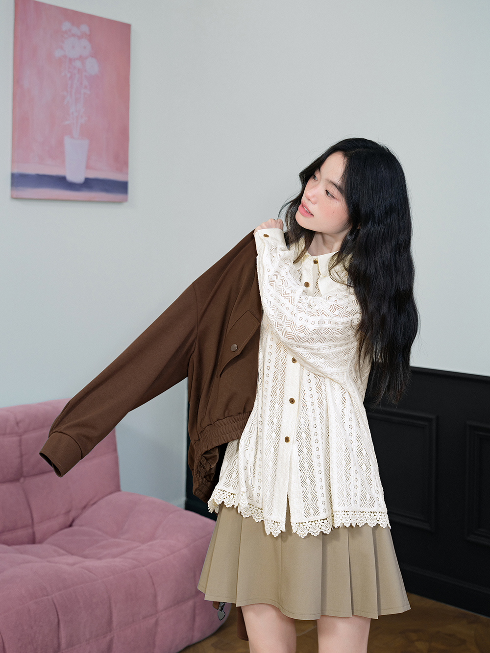 Layered Collar Lace Blouse