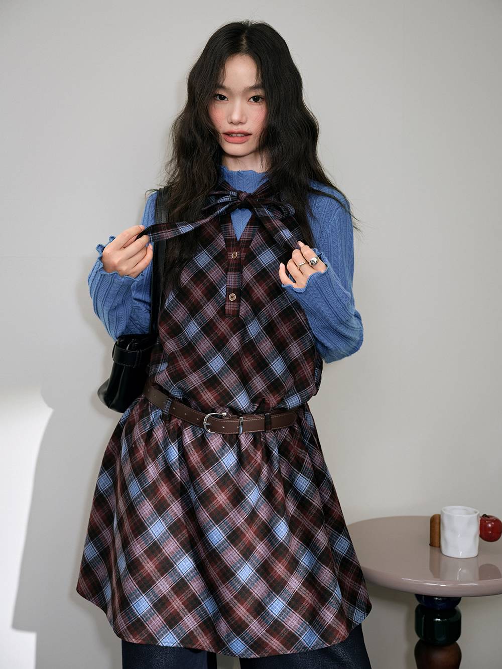 Plaid Belted Dress