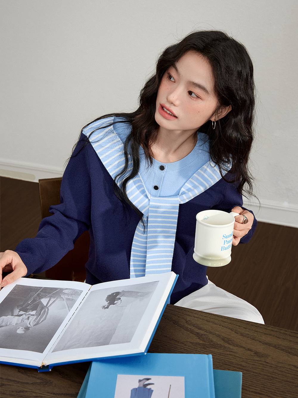 Layered Look Cardigan Sweater