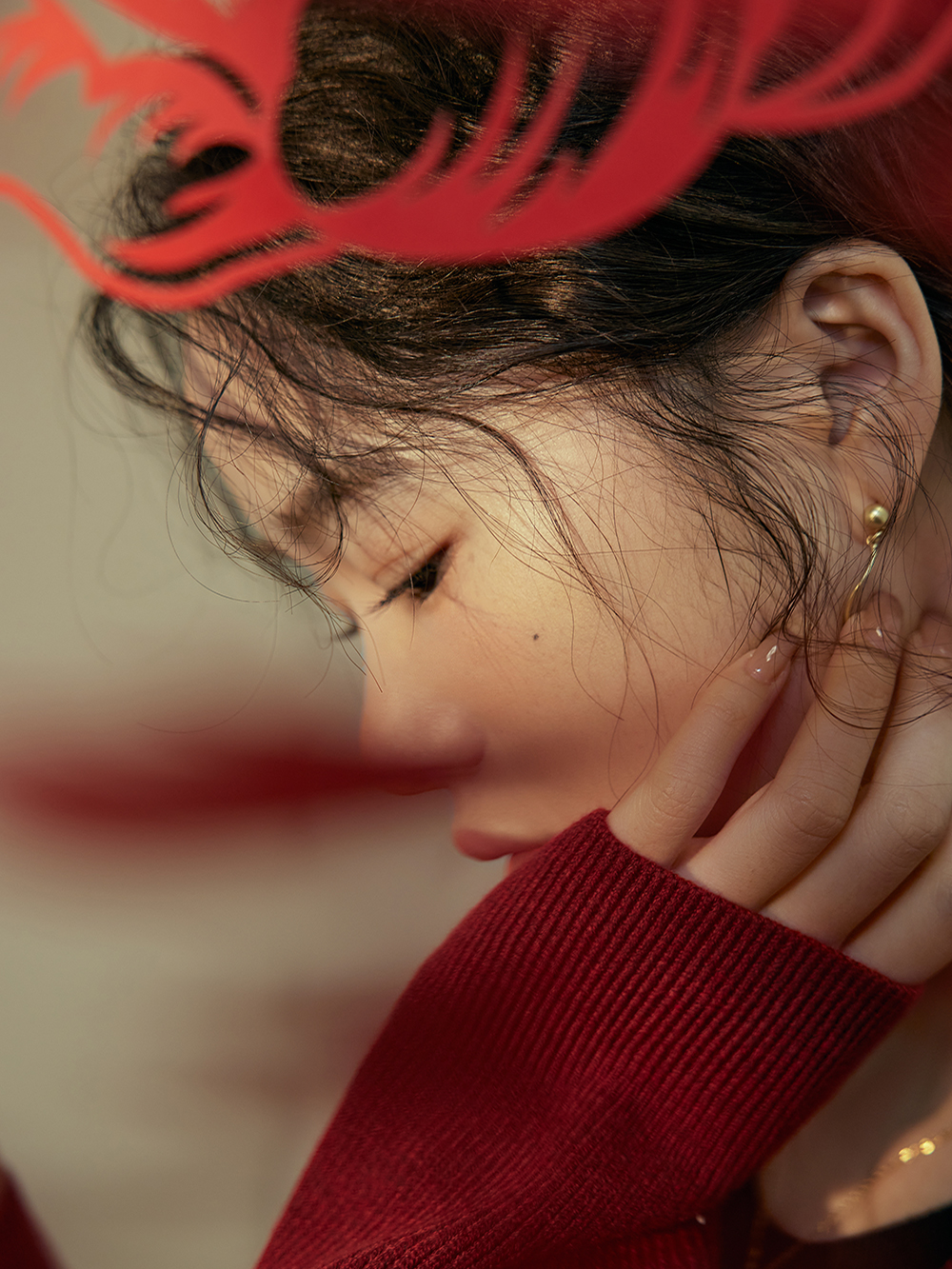 Red Cardigan and Black Dress