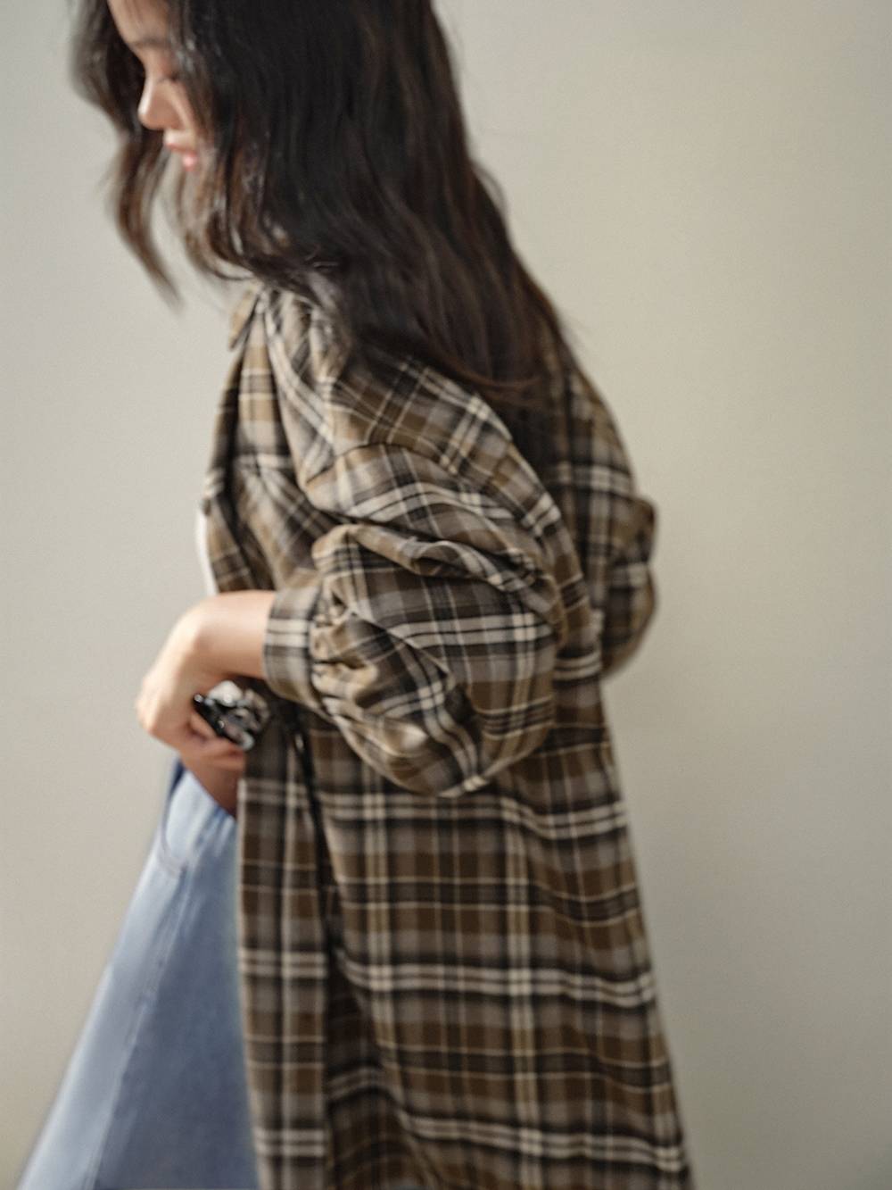 Brown Plaid Blouse
