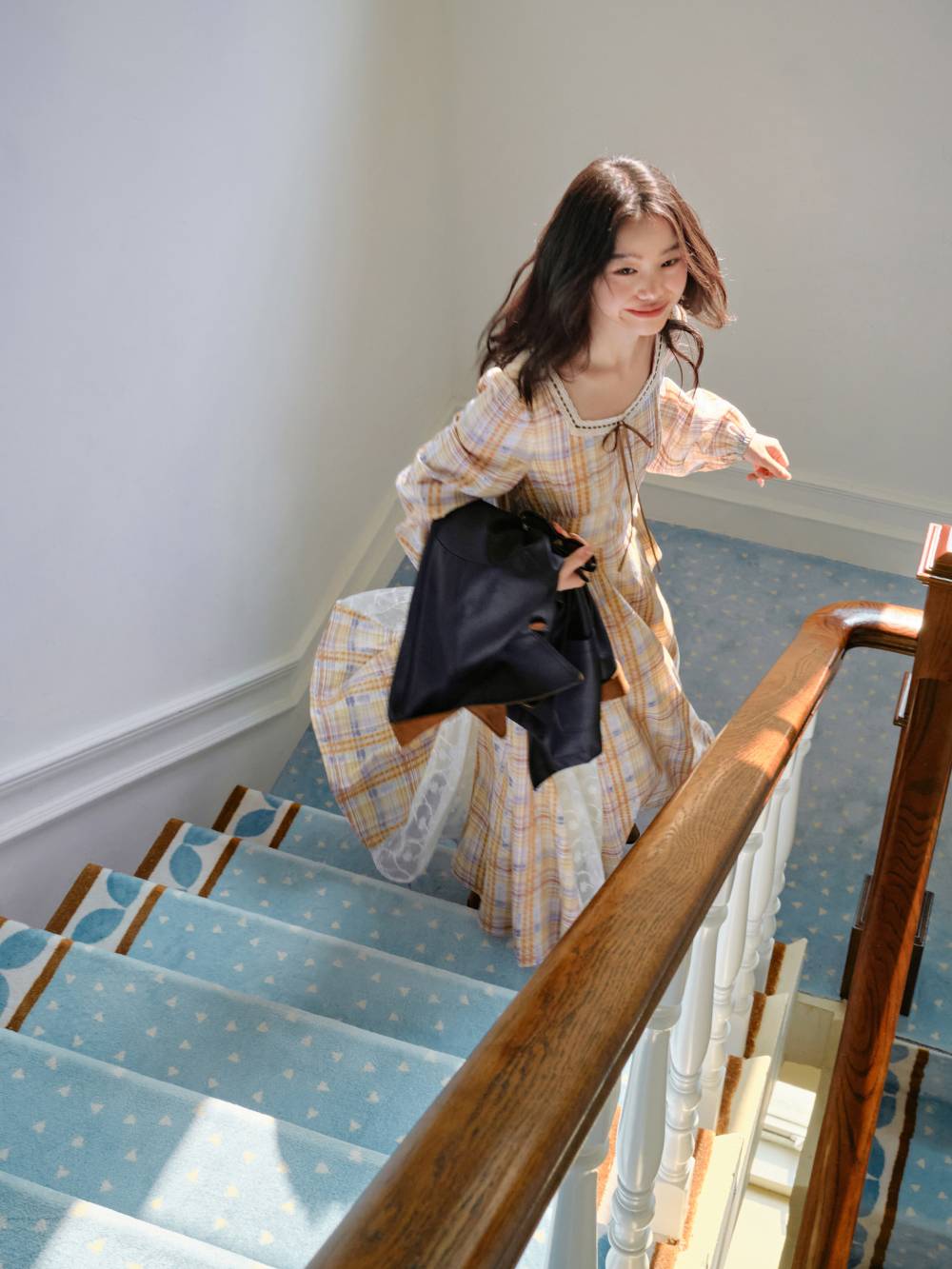 Plaid Square Neck Dress