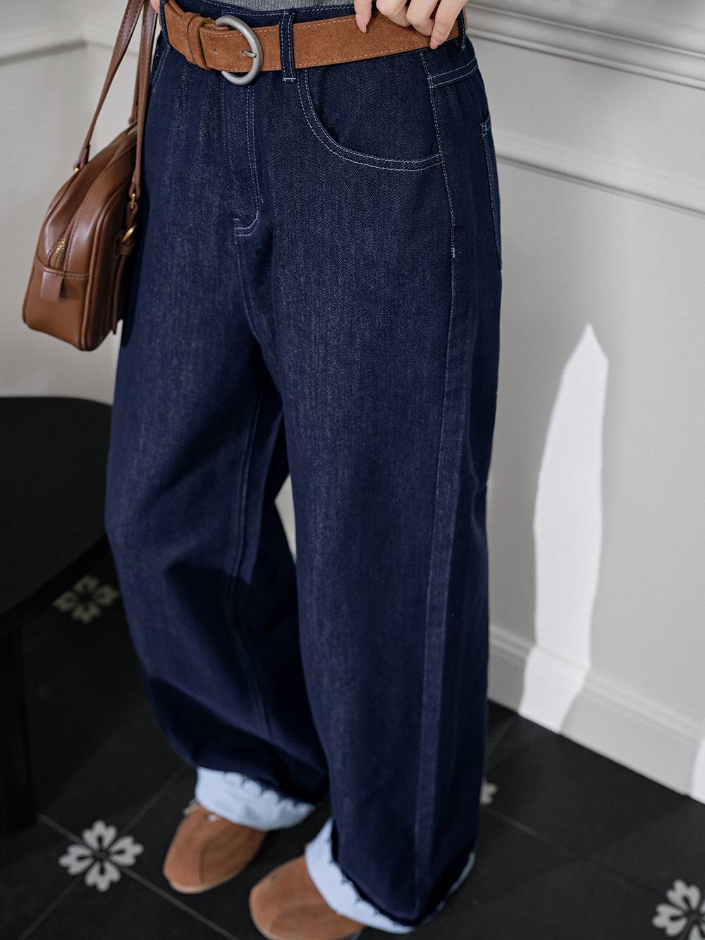 Folded Scallop Hem Jeans