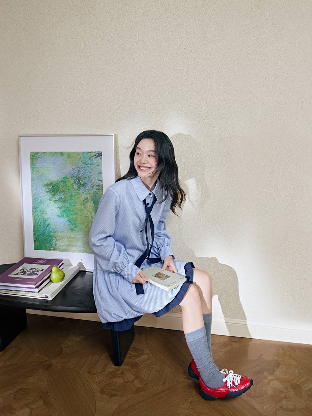 Ribbon Tie Shirt Dress