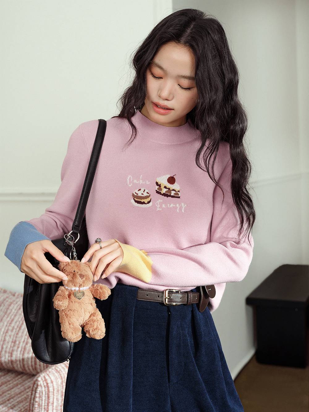 Mock Neck Long-Sleeve Knit Top