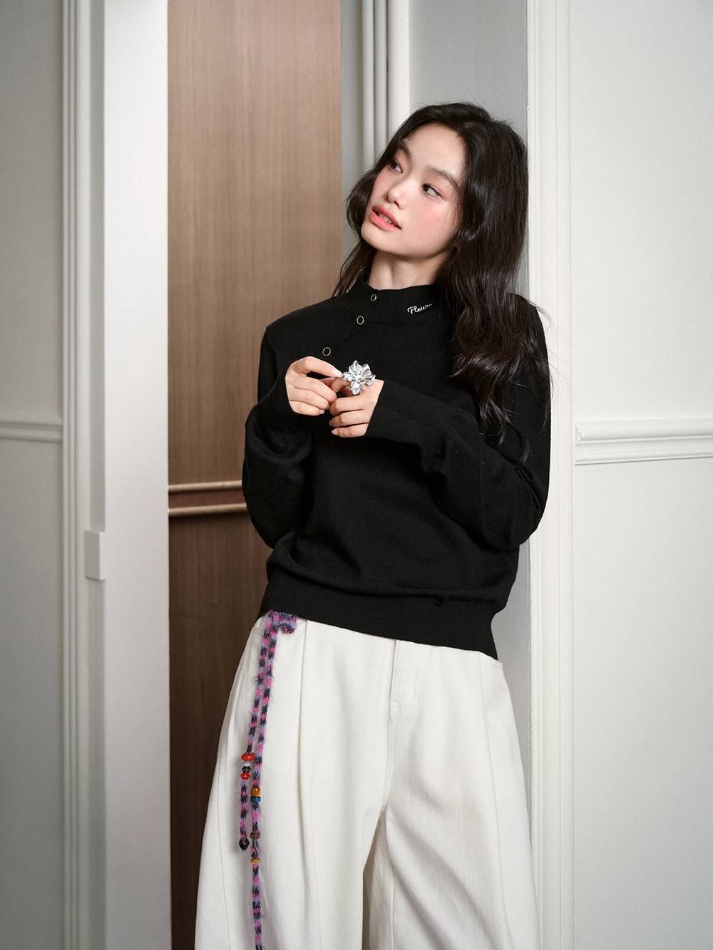 Mock Neck Long-Sleeve Top