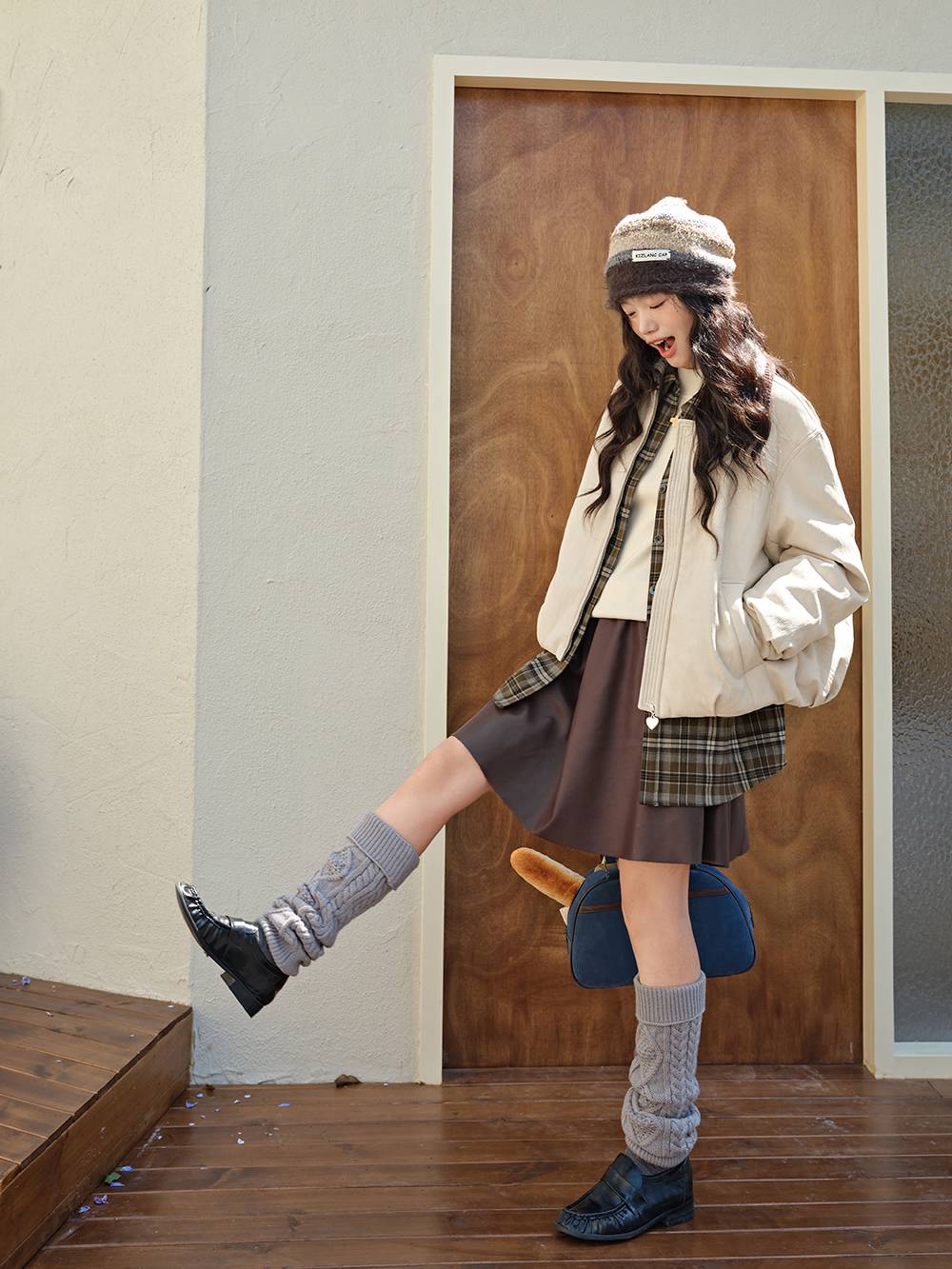 Knit Collar Zip-Up Jacket