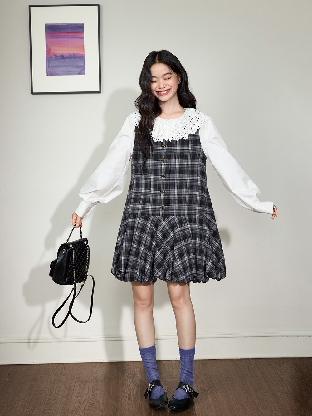 Plaid Bubble Hem Dress