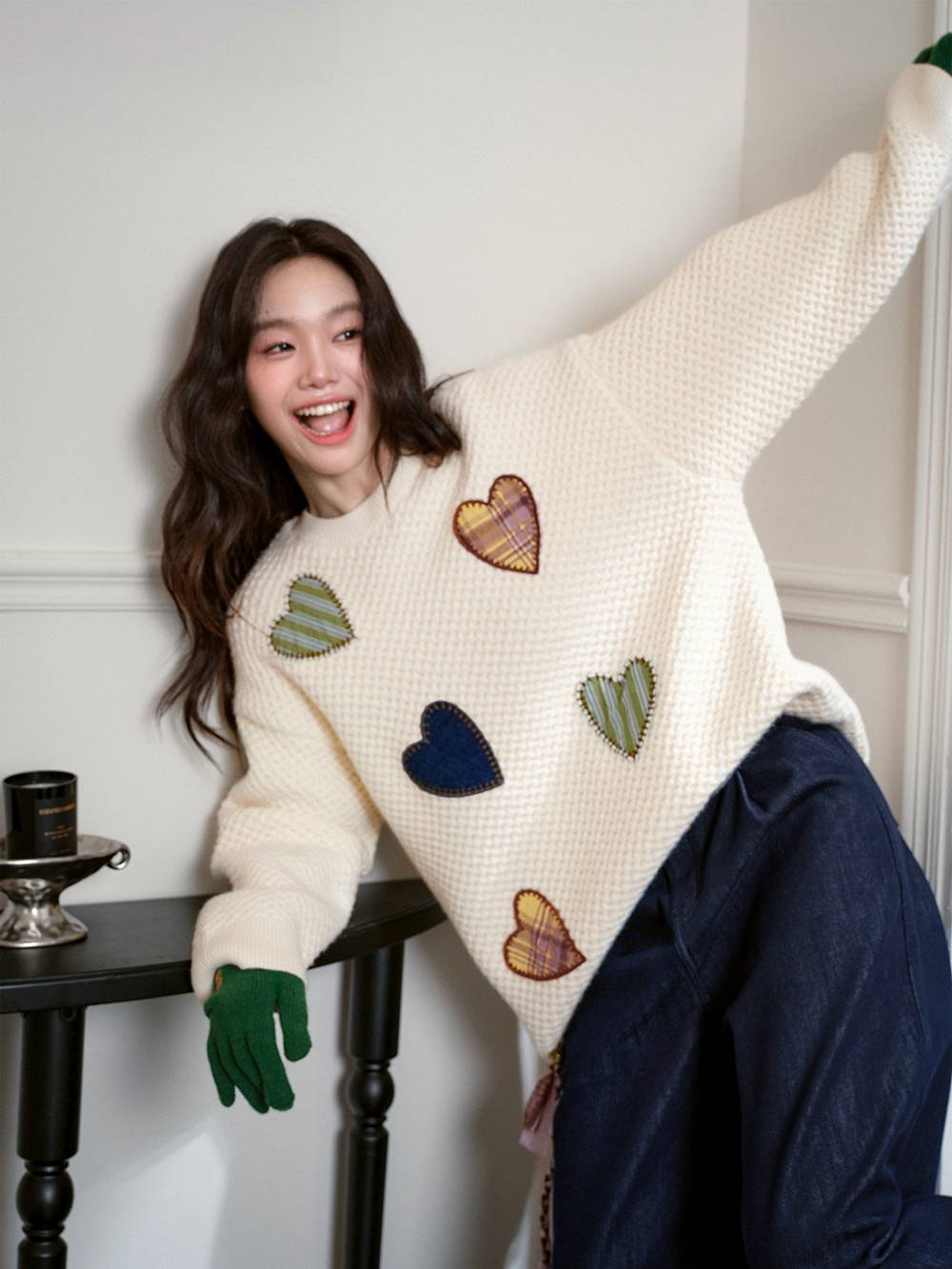 Heart-Shaped Embroidered Sweater