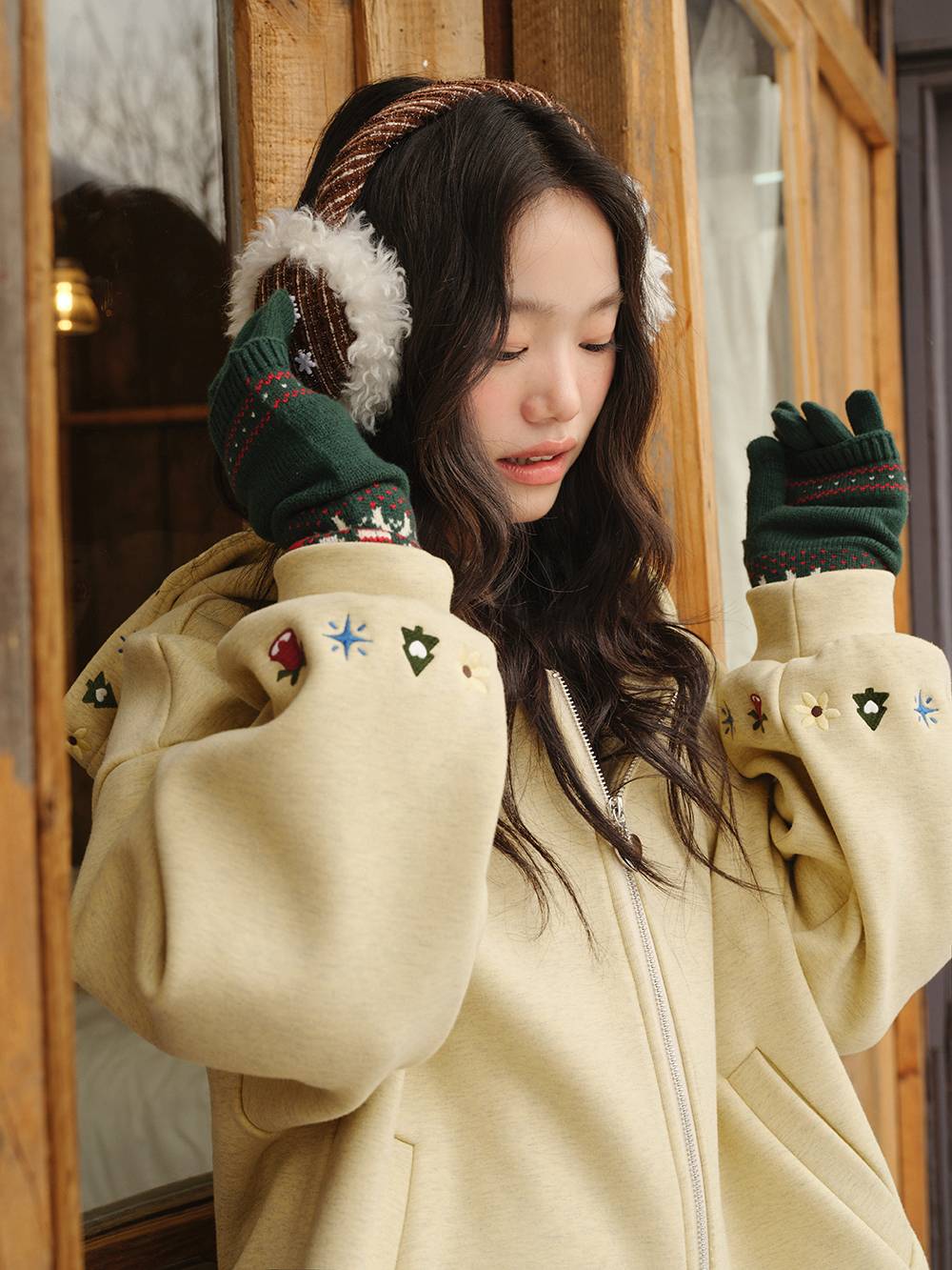 Embroidered Zip Up Hoodie