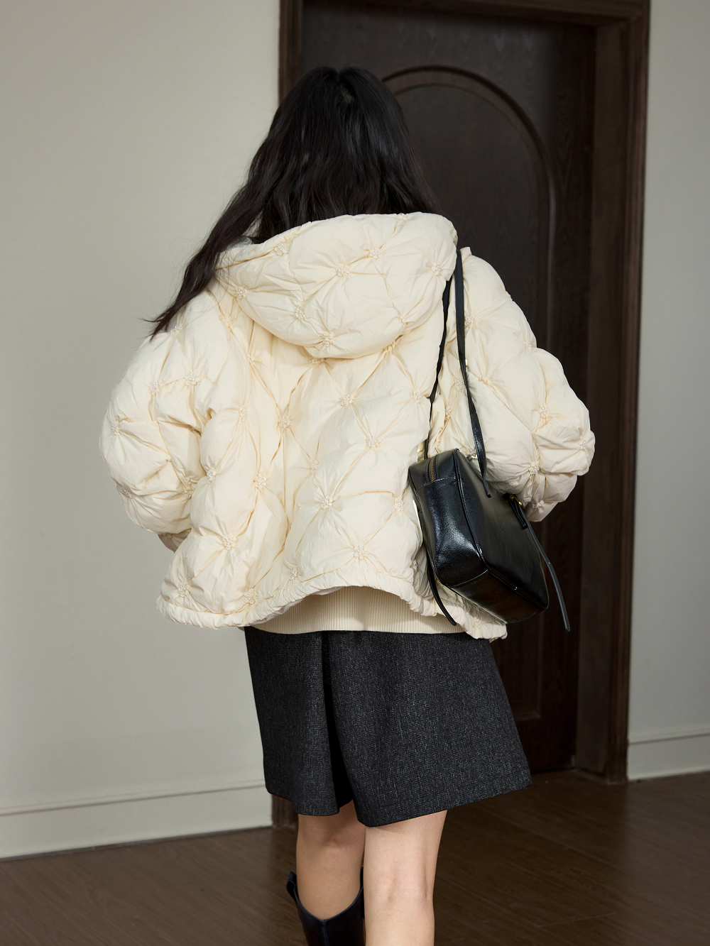 Hooded Bow Puffer Jacket