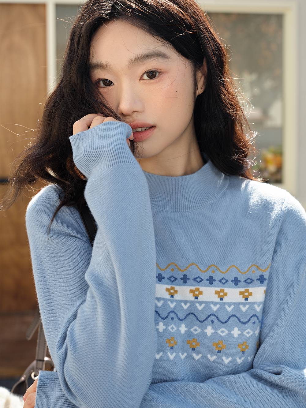 Fair Isle Mock Neck Sweater