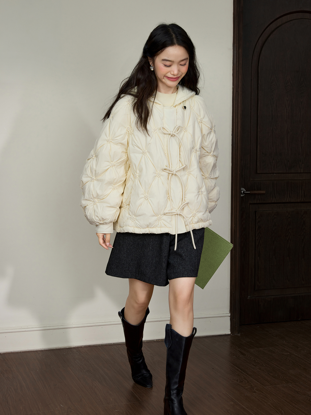 Hooded Bow Puffer Jacket