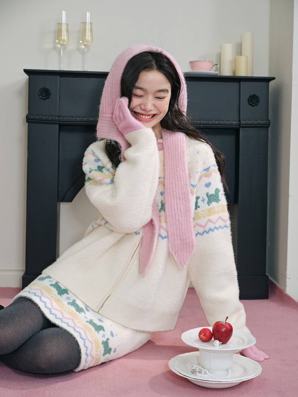 Fair Isle Zip Up Sweater and Skirt