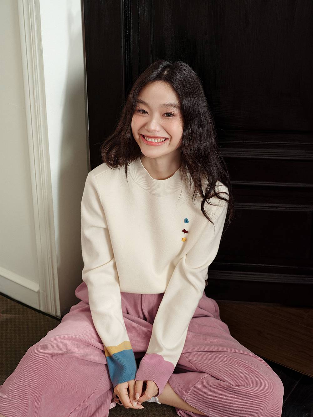 Mock Neck Long-Sleeve Knit Top